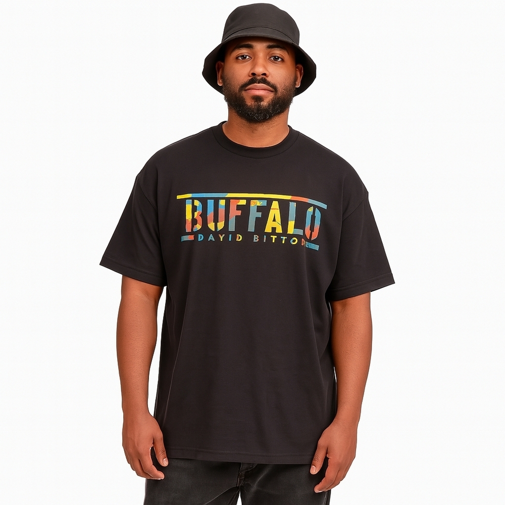 Buffalo David Britton Logo Tee Mens XL Black Graphic T Shirt